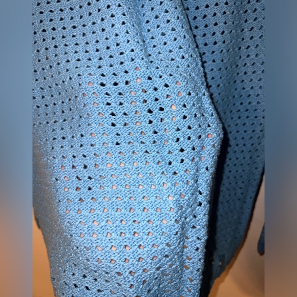 Michael Kors Women’s Size Small Open-knit Sweater, Light Blue Long Sleeve - Picture 4 of 8